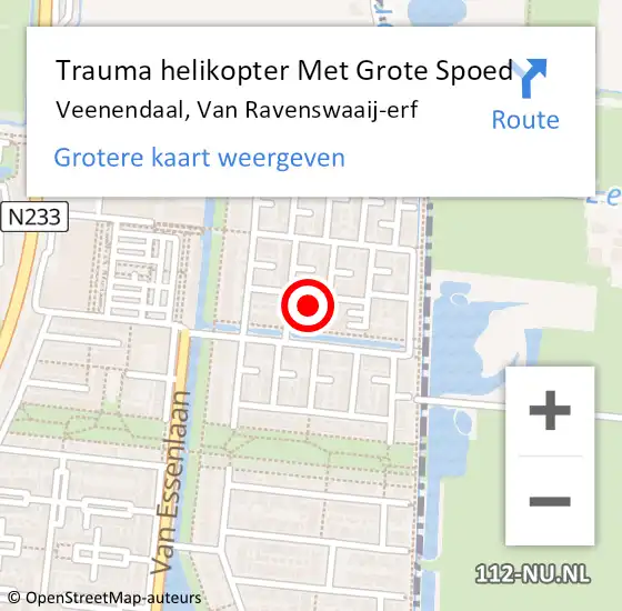 Locatie op kaart van de 112 melding: Trauma helikopter Met Grote Spoed Naar Veenendaal, Van Ravenswaaij-erf op 27 augustus 2022 23:19