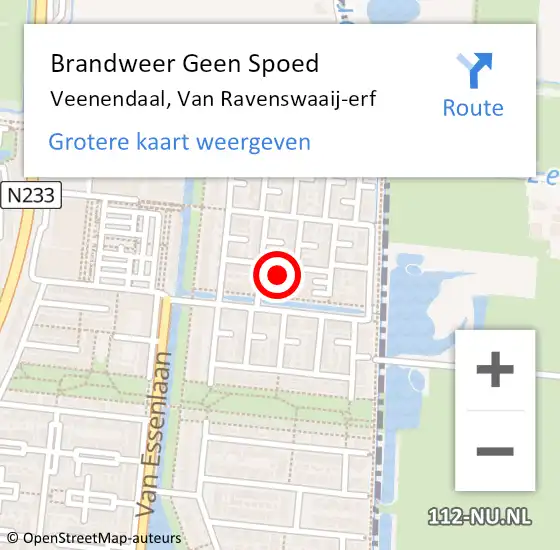 Locatie op kaart van de 112 melding: Brandweer Geen Spoed Naar Veenendaal, Van Ravenswaaij-erf op 27 augustus 2022 23:21