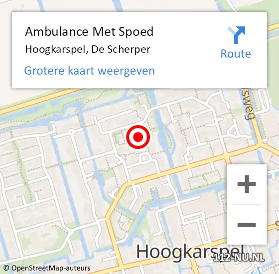 Locatie op kaart van de 112 melding: Ambulance Met Spoed Naar Hoogkarspel, De Scherper op 27 augustus 2022 23:58