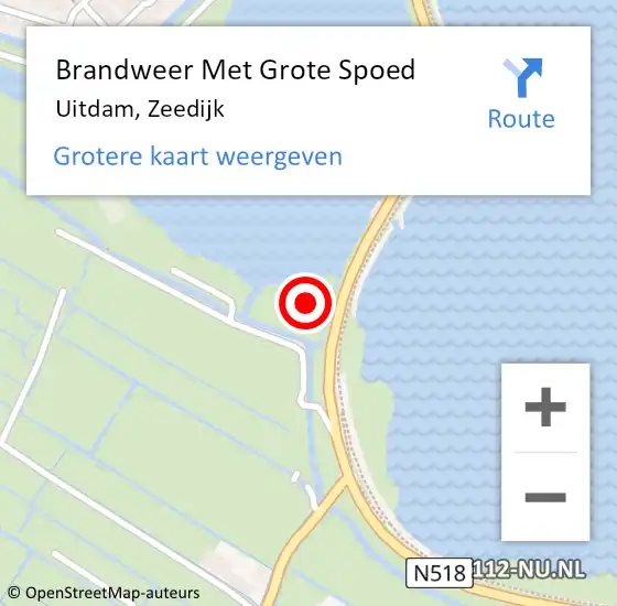 Locatie op kaart van de 112 melding: Brandweer Met Grote Spoed Naar Uitdam, Zeedijk op 27 augustus 2022 23:59