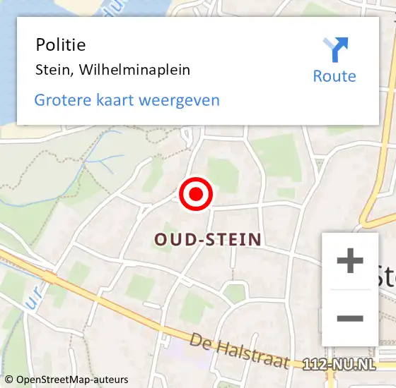 Locatie op kaart van de 112 melding: Politie Stein, Wilhelminaplein op 28 augustus 2022 00:02