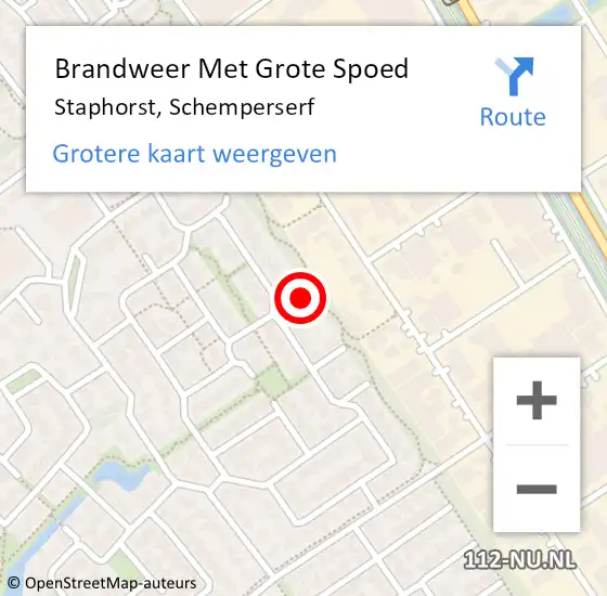 Locatie op kaart van de 112 melding: Brandweer Met Grote Spoed Naar Staphorst, Schemperserf op 28 augustus 2022 00:06
