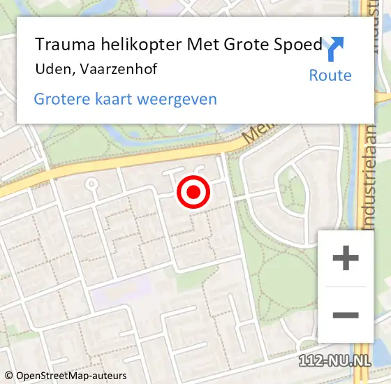 Locatie op kaart van de 112 melding: Trauma helikopter Met Grote Spoed Naar Uden, Vaarzenhof op 28 augustus 2022 00:12