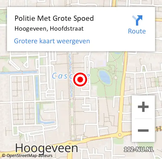 Locatie op kaart van de 112 melding: Politie Met Grote Spoed Naar Hoogeveen, Hoofdstraat op 28 augustus 2022 00:17