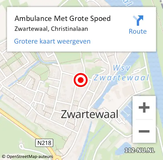 Locatie op kaart van de 112 melding: Ambulance Met Grote Spoed Naar Zwartewaal, Christinalaan op 28 augustus 2022 00:19