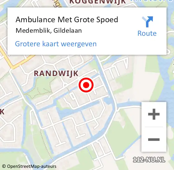 Locatie op kaart van de 112 melding: Ambulance Met Grote Spoed Naar Medemblik, Gildelaan op 28 augustus 2022 00:26