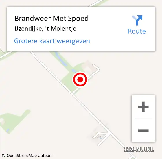 Locatie op kaart van de 112 melding: Brandweer Met Spoed Naar IJzendijke, 't Molentje op 28 augustus 2022 00:56