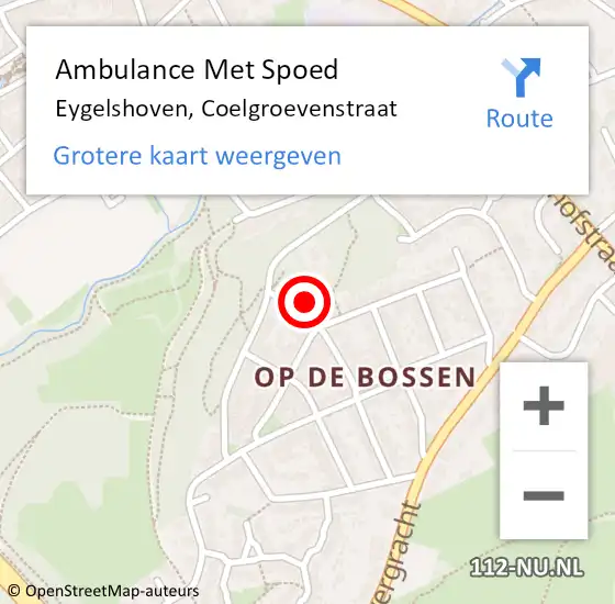 Locatie op kaart van de 112 melding: Ambulance Met Spoed Naar Eygelshoven, Coelgroevenstraat op 9 oktober 2013 18:02