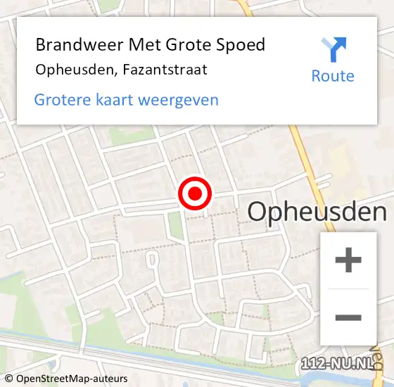 Locatie op kaart van de 112 melding: Brandweer Met Grote Spoed Naar Opheusden, Fazantstraat op 28 augustus 2022 01:00