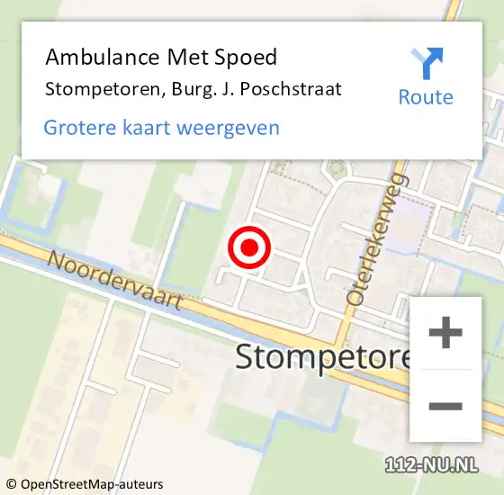 Locatie op kaart van de 112 melding: Ambulance Met Spoed Naar Stompetoren, Burg. J. Poschstraat op 27 juli 2014 22:23