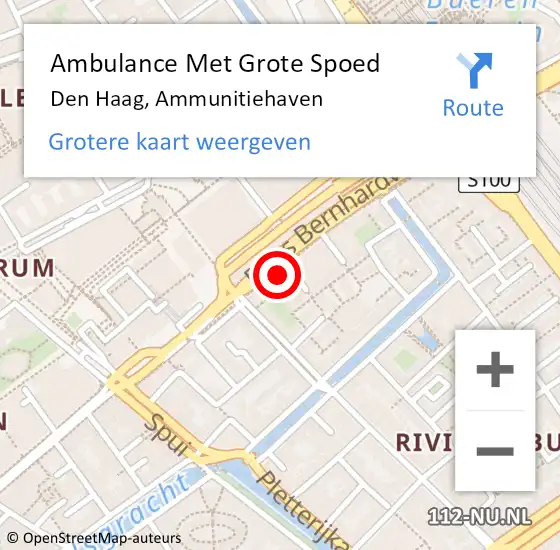 Locatie op kaart van de 112 melding: Ambulance Met Grote Spoed Naar Den Haag, Ammunitiehaven op 28 augustus 2022 01:28