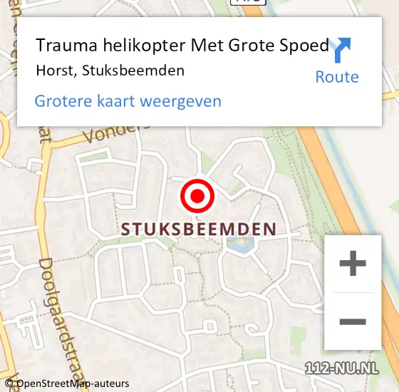 Locatie op kaart van de 112 melding: Trauma helikopter Met Grote Spoed Naar Horst, Stuksbeemden op 28 augustus 2022 01:33