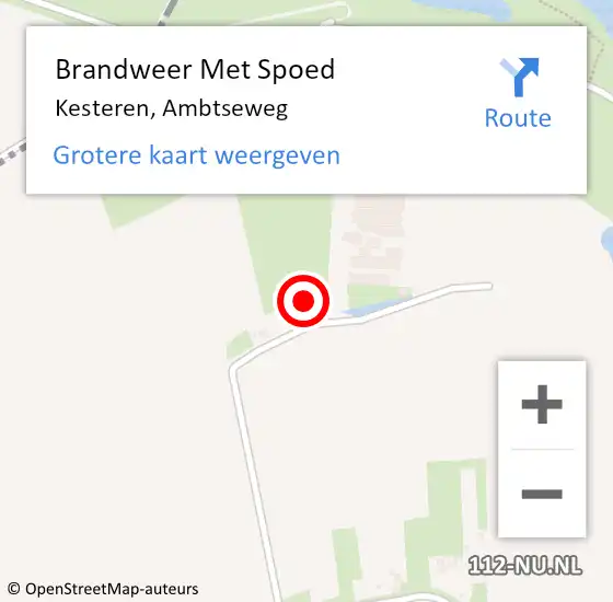 Locatie op kaart van de 112 melding: Brandweer Met Spoed Naar Kesteren, Ambtseweg op 28 augustus 2022 01:35