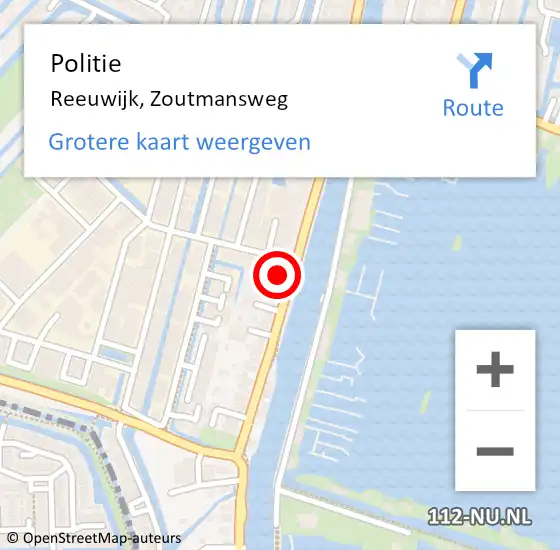 Locatie op kaart van de 112 melding: Politie Reeuwijk, Zoutmansweg op 28 augustus 2022 01:52