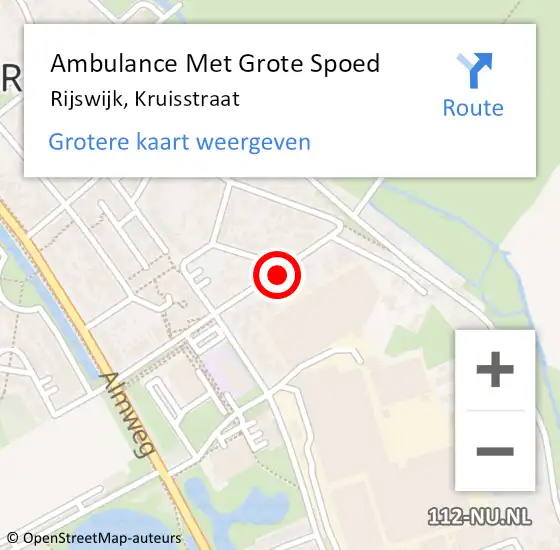 Locatie op kaart van de 112 melding: Ambulance Met Grote Spoed Naar Rijswijk, Kruisstraat op 28 augustus 2022 01:59