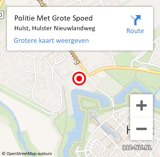 Locatie op kaart van de 112 melding: Politie Met Grote Spoed Naar Hulst, Hulster Nieuwlandweg op 28 augustus 2022 02:09