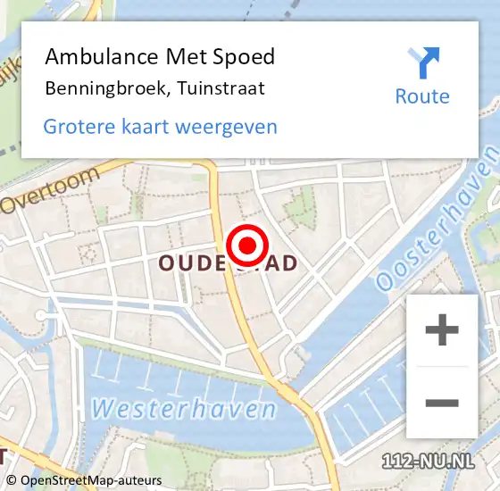 Locatie op kaart van de 112 melding: Ambulance Met Spoed Naar Benningbroek, Tuinstraat op 28 augustus 2022 02:25