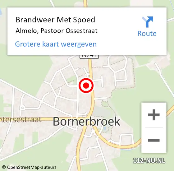 Locatie op kaart van de 112 melding: Brandweer Met Spoed Naar Almelo, Pastoor Ossestraat op 28 augustus 2022 02:50