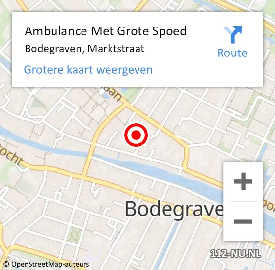 Locatie op kaart van de 112 melding: Ambulance Met Grote Spoed Naar Bodegraven, Marktstraat op 28 augustus 2022 02:52