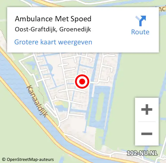 Locatie op kaart van de 112 melding: Ambulance Met Spoed Naar Oost-Graftdijk, Groenedijk op 28 augustus 2022 03:02