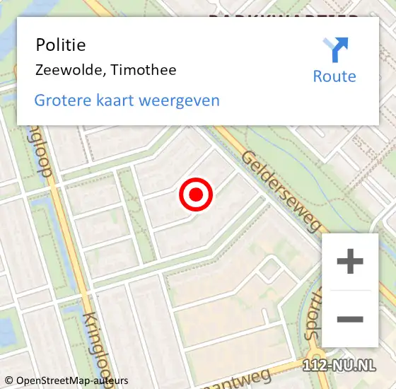 Locatie op kaart van de 112 melding: Politie Zeewolde, Timothee op 28 augustus 2022 03:39