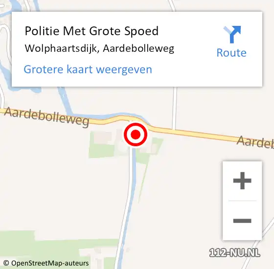 Locatie op kaart van de 112 melding: Politie Met Grote Spoed Naar Wolphaartsdijk, Aardebolleweg op 28 augustus 2022 05:46