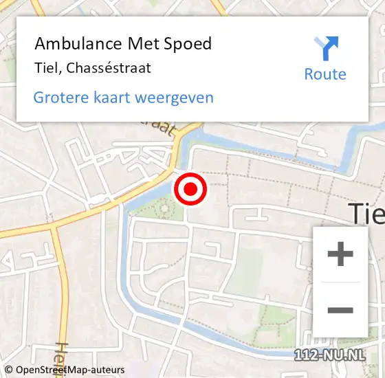 Locatie op kaart van de 112 melding: Ambulance Met Spoed Naar Tiel, Chasséstraat op 28 augustus 2022 06:13