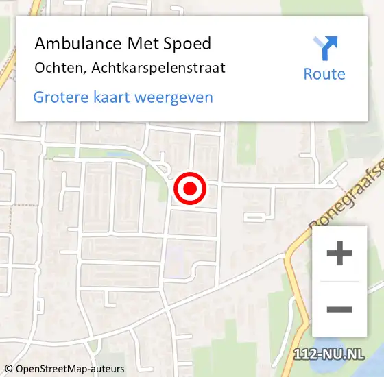 Locatie op kaart van de 112 melding: Ambulance Met Spoed Naar Ochten, Achtkarspelenstraat op 28 augustus 2022 07:19