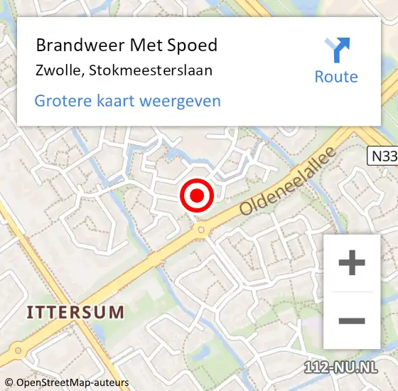 Locatie op kaart van de 112 melding: Brandweer Met Spoed Naar Zwolle, Stokmeesterslaan op 28 augustus 2022 07:59