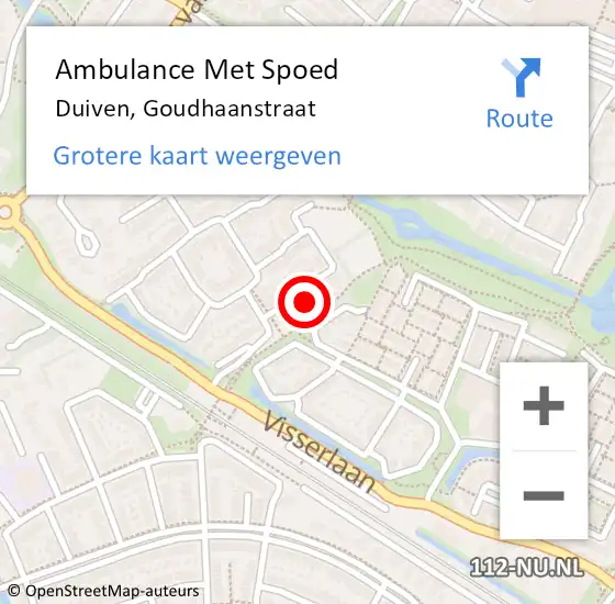 Locatie op kaart van de 112 melding: Ambulance Met Spoed Naar Duiven, Goudhaanstraat op 28 augustus 2022 08:08