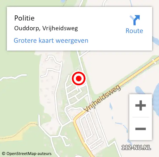 Locatie op kaart van de 112 melding: Politie Ouddorp, Vrijheidsweg op 28 augustus 2022 08:30