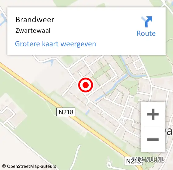 Locatie op kaart van de 112 melding: Brandweer Zwartewaal op 28 augustus 2022 08:44