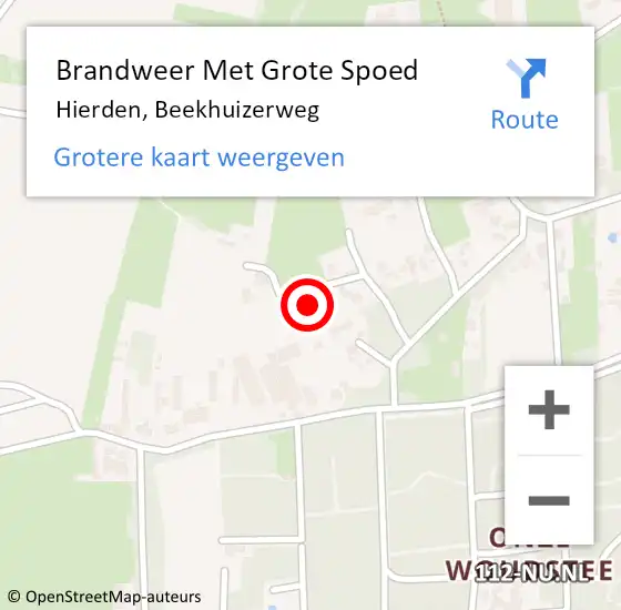 Locatie op kaart van de 112 melding: Brandweer Met Grote Spoed Naar Hierden, Beekhuizerweg op 28 augustus 2022 09:02