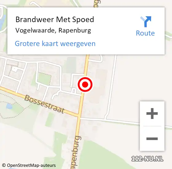 Locatie op kaart van de 112 melding: Brandweer Met Spoed Naar Vogelwaarde, Rapenburg op 28 augustus 2022 09:19