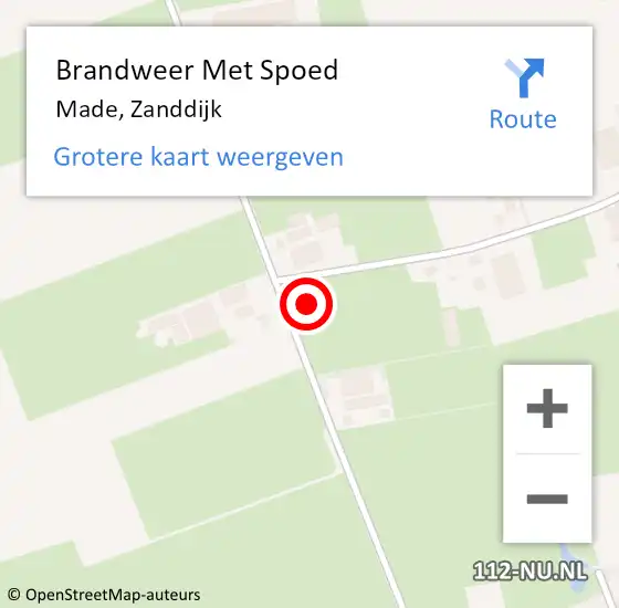 Locatie op kaart van de 112 melding: Brandweer Met Spoed Naar Made, Zanddijk op 28 augustus 2022 09:27