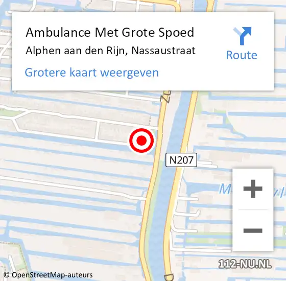 Locatie op kaart van de 112 melding: Ambulance Met Grote Spoed Naar Alphen aan den Rijn, Nassaustraat op 28 augustus 2022 09:51