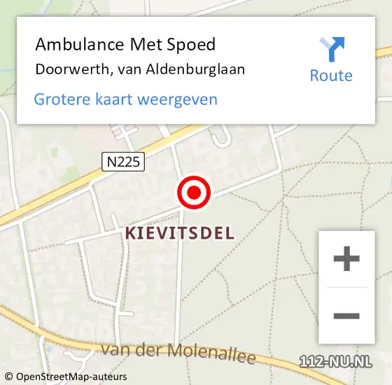 Locatie op kaart van de 112 melding: Ambulance Met Spoed Naar Doorwerth, van Aldenburglaan op 28 augustus 2022 10:03