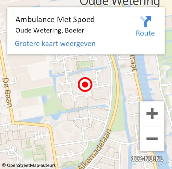 Locatie op kaart van de 112 melding: Ambulance Met Spoed Naar Oude Wetering, Boeier op 28 augustus 2022 10:22