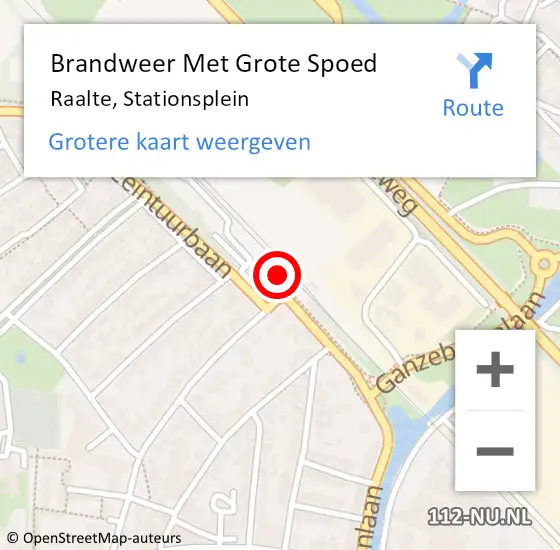 Locatie op kaart van de 112 melding: Brandweer Met Grote Spoed Naar Raalte, Stationsplein op 28 augustus 2022 10:59