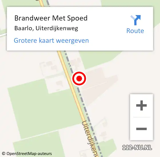 Locatie op kaart van de 112 melding: Brandweer Met Spoed Naar Baarlo, Uiterdijkenweg op 28 augustus 2022 11:07