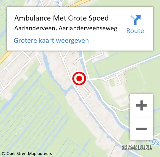 Locatie op kaart van de 112 melding: Ambulance Met Grote Spoed Naar Aarlanderveen, Aarlanderveenseweg op 28 augustus 2022 11:09