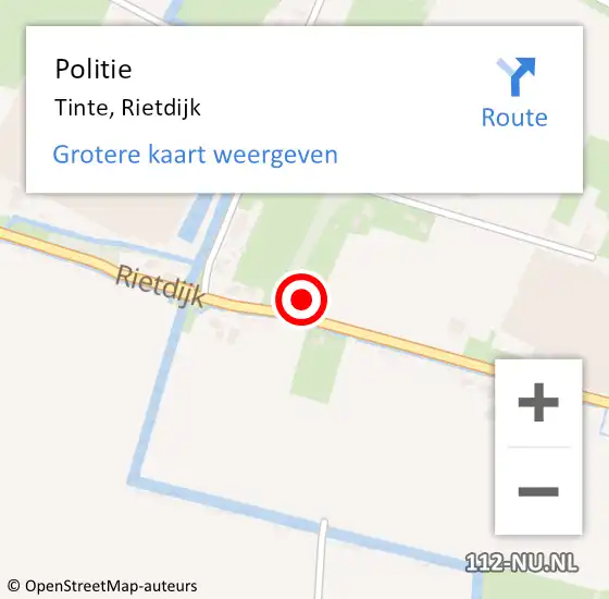 Locatie op kaart van de 112 melding: Politie Tinte, Rietdijk op 28 augustus 2022 11:15