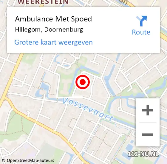 Locatie op kaart van de 112 melding: Ambulance Met Spoed Naar Hillegom, Doornenburg op 28 augustus 2022 11:25