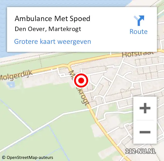 Locatie op kaart van de 112 melding: Ambulance Met Spoed Naar Den Oever, Martekrogt op 28 augustus 2022 11:30