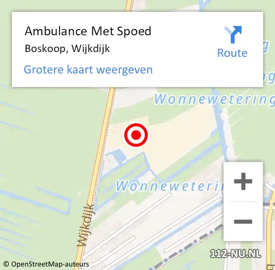 Locatie op kaart van de 112 melding: Ambulance Met Spoed Naar Boskoop, Wijkdijk op 28 augustus 2022 11:31