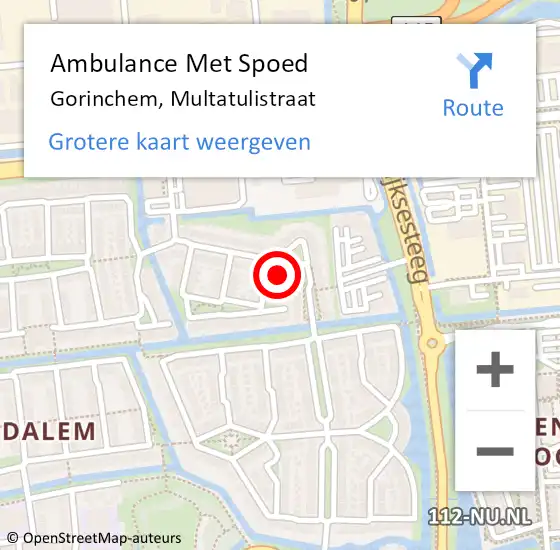 Locatie op kaart van de 112 melding: Ambulance Met Spoed Naar Gorinchem, Multatulistraat op 28 augustus 2022 11:31