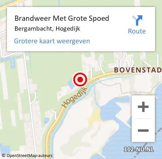 Locatie op kaart van de 112 melding: Brandweer Met Grote Spoed Naar Bergambacht, Hogedijk op 28 augustus 2022 11:53