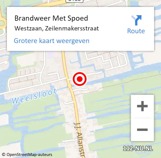 Locatie op kaart van de 112 melding: Brandweer Met Spoed Naar Westzaan, Zeilenmakersstraat op 28 augustus 2022 11:59