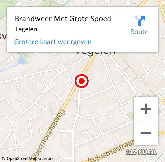 Locatie op kaart van de 112 melding: Brandweer Met Grote Spoed Naar Tegelen op 28 augustus 2022 11:59