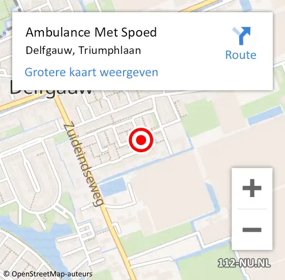 Locatie op kaart van de 112 melding: Ambulance Met Spoed Naar Delfgauw, Triumphlaan op 28 augustus 2022 12:25